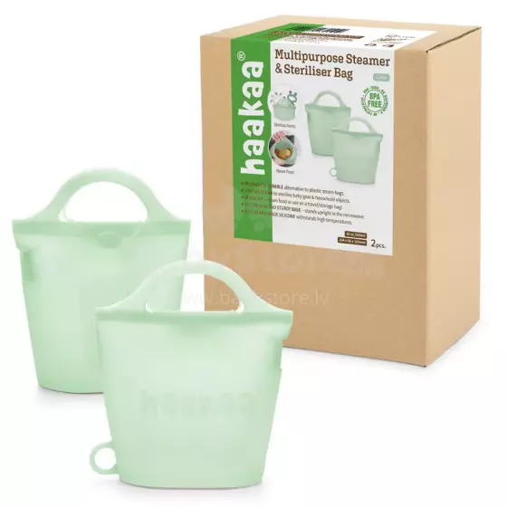 Haakaa Multipurpose Steamer & Steriliser Bag  Art.UTE105-LE Lime Многоцелевой пакет для стерилизации и пароварки ,2 шт.  900 мл