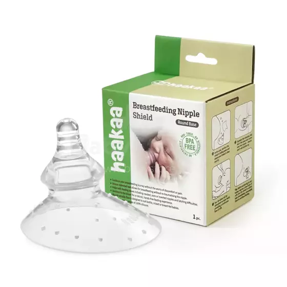 Haakaa  Nipple Shield - Nipple Teat (Round Base) Art.MHK037  Силиконовые накладки на грудь (2 шт.)