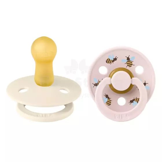 Bibs Studio Colour Round Fusion Art.263671 Bumblebee Ivory Mix Pacifier, 100% natural  6-18  (2pcs)