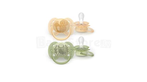 AVENT SCF091/46 Ultra Soft Pacifier Forest Friends 6-18m Squirrel/Owl