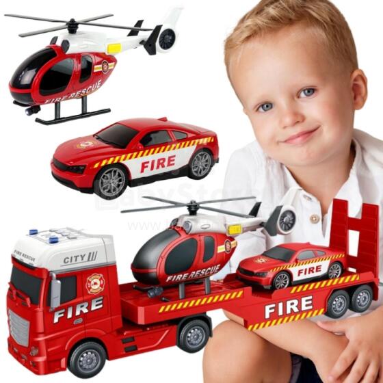 WOOPIE Vehicle Set Tow Truck Fire Truck Helicopter Car Sound Lights