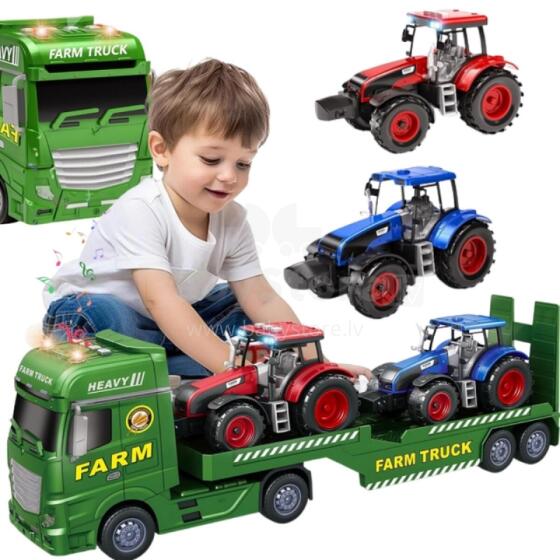 WOOPIE Car Transporter with Tractors Farm Lights Sounds