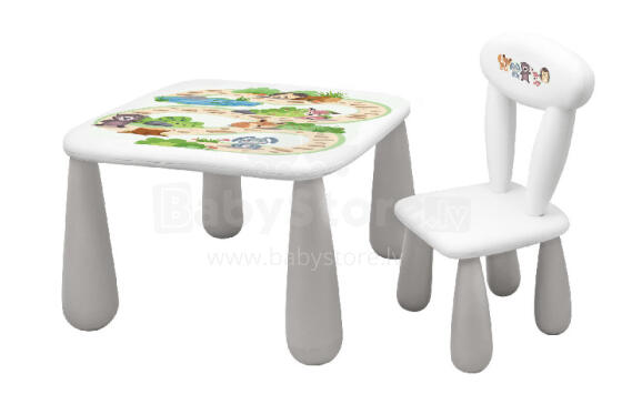 MALTEX SET LUNA FOREST CREW Children's Table + Chair White/Grey
