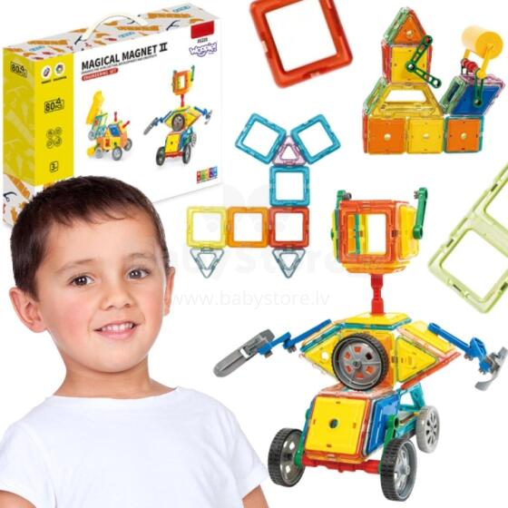WOOPIE 3D Magnetic Building Blocks Vehicles Set 80 pcs