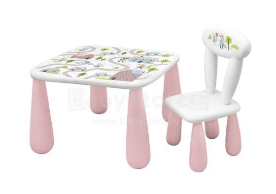 MALTEX SET LUNA TOWN Children's Table + Chair White/Pink