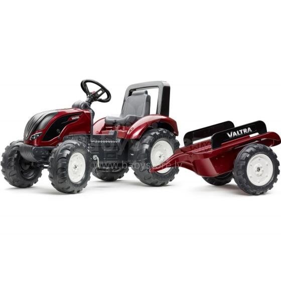 FALK Red Pedal Tractor Valtra S4 with Trailer for Ages 3 and Up