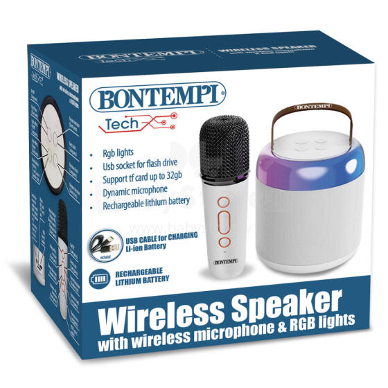 BONTEMPI wireless speaker with microphone and RGB lights, 49 0210