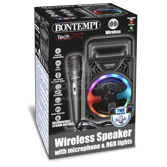 BONTEMPI wireless speaker with microphone and RGB lights, 49 1000