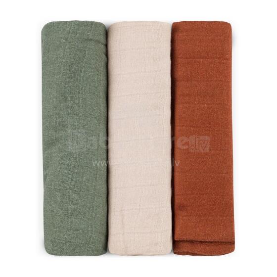 PETITE&MARS 415370 Set of Bamboo Muslin Cloths 3 pcs 68x68 cm Earth Tones