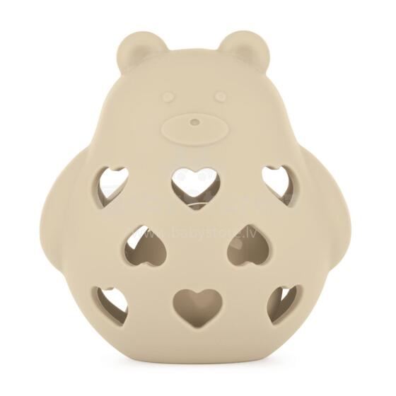 PETITE&MARS 606818 Silicone Rattle Toy Bear Basil Desert Sand