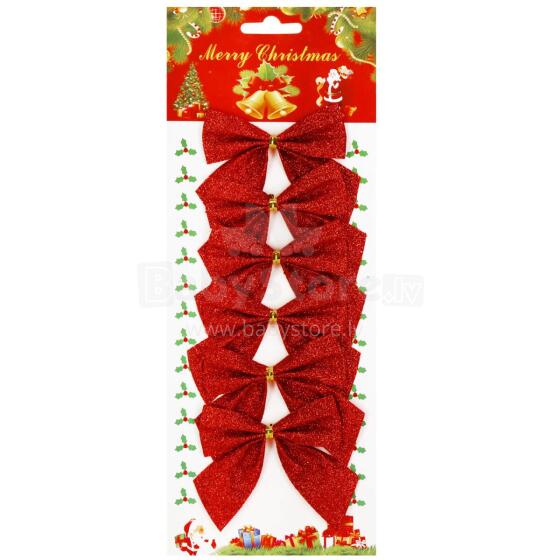 Christmas bows Springos CA1307, 8 x 8 cm, 6 pcs.