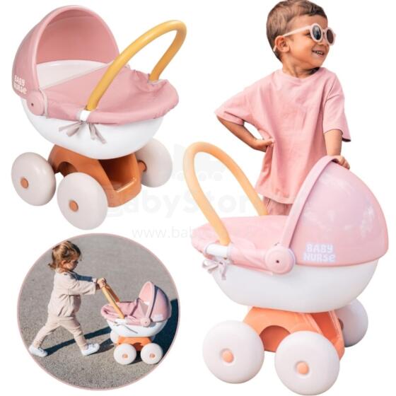 SMOBY Baby Nurse dziļais ratiņš ar plastmasas jumtu