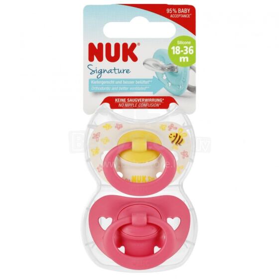 NUK 177207 Smoczek uspokajający 18-36m SIGNATURE różowy 2 szt. 540803