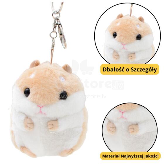 Plush Hamster Mascot Keychain Beige 10cm