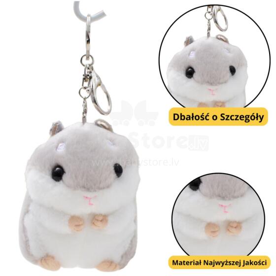 Plush Hamster Mascot Keychain Gray 10cm