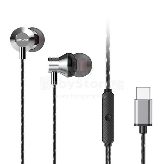 AIWA In-Ear stereo austiņas ar mikrofonu, sudraba (USB)