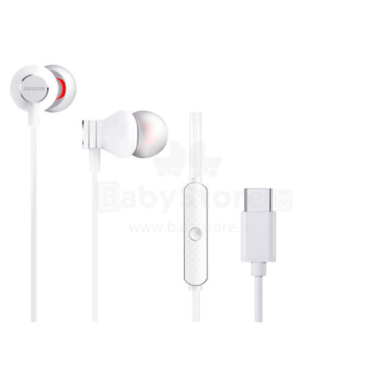 AIWA In-Ear stereo austiņas ar mikrofonu,baltas (USB)