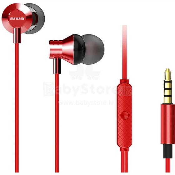 AIWA In-Ear stereo austiņas ar mikrofonu, sarkanas