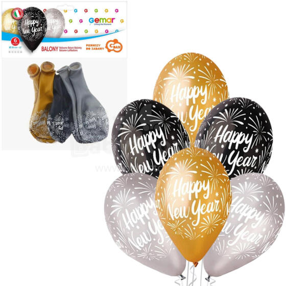 BALON HAPPY NEW YEAR 12  6 SZTUK