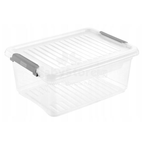 Kaste ar vāku clipbox Leonie 37,5x28,5x16cm 11,4L caurspīdīga 