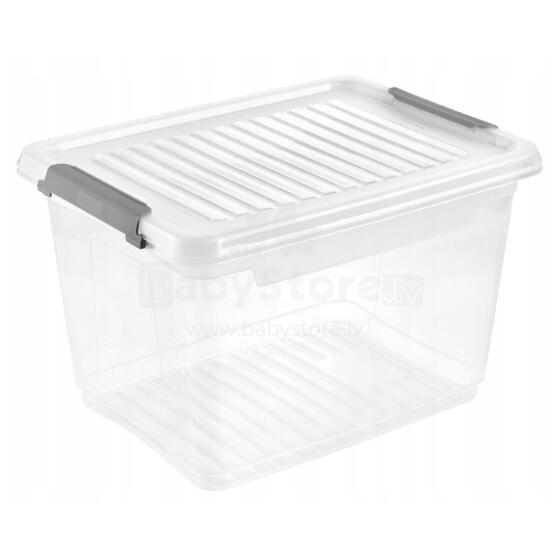 Box with lid clipbox Leonie 37.5x28.5x23.5cm 16.6L transparent