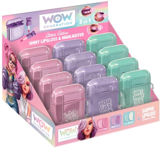 WOW GENERATION lip gloss, 3 in 1, assort., WOW00133