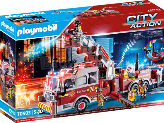 PLAYMOBIL Rescue Vehicles: Fire Engine with Tower Ladder 70935