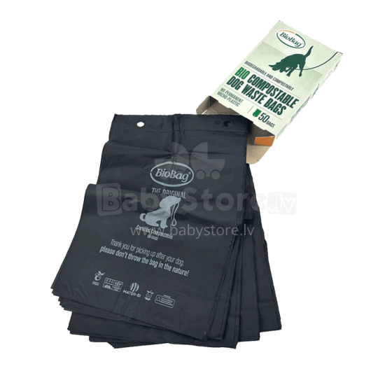 ioBag Dog Art.267773 Dog waste bags compostable(5 pcs.) 20mkr. 20x32cm black