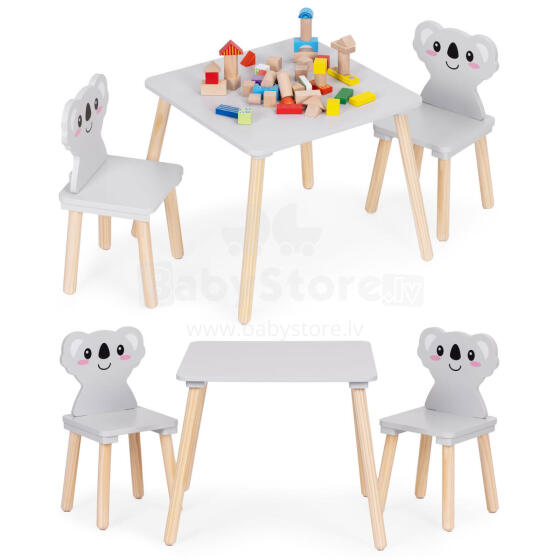 Детский мебельный набор Стол + 2 стула Коала ECOTOYS