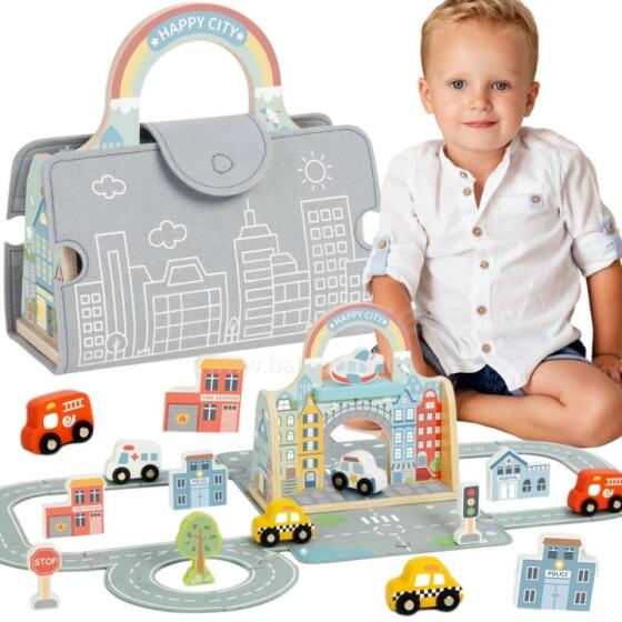 TOOKY TOY Mini City komplekts portatīvajā somā ar automašīnām