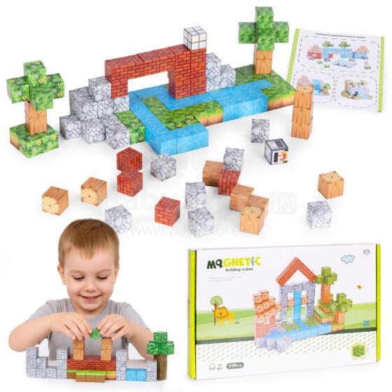 Magnētiskie būvbloki bērniem 119 gabali