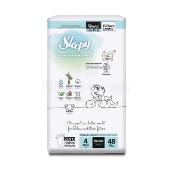 Sleepy Bio Natural Maxi Size 4 Art.268283 подгузники с экологичным хлопком 7-14 kг 48 шт.
