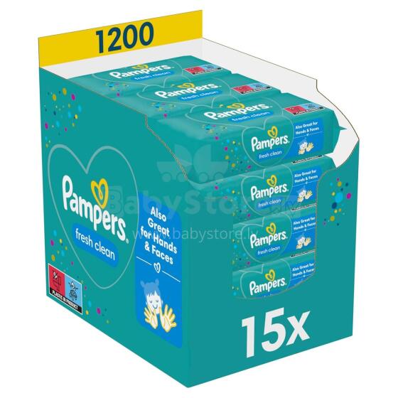 Pampers Fresh Clean Baby Wipes Mega XXXL Pack Art.268346 mitrās salvetes,15x80 gab