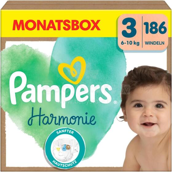 Pampers Harmonie Pure Protection Mega XXXL Pack  Art.268348 Bērnu autiņbiksītes S3 izmērs no 6-10 kg, 186gab.