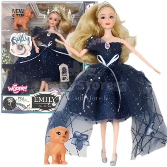 WOOPIE ROYAL Doll Emi with Crown and Black Dress Dog