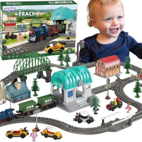 WOOPIE Electric Train Set XXL Town Train Locomotive 108 pcs