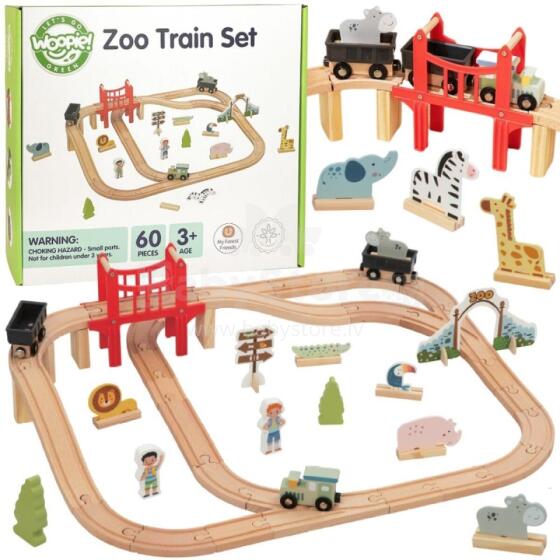 WOOPIE GREEN Wooden Zoo Train Set XL Magnetic Train Track 60 pcs. FSC