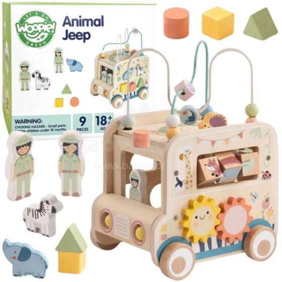WOOPIE GREEN Wooden Activity Cube Safari Off-Road Car FSC