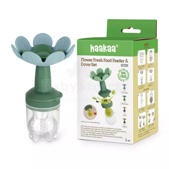 Haakaa Flower Freeze-N-Feed Mini Combo Art.BHK157-KB Sky Blue силиконовoe cитечко для кормления свежими овощами