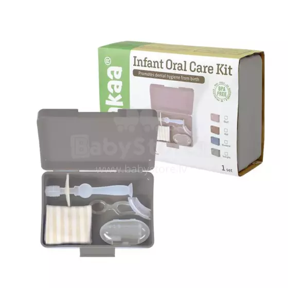 Haakaa Infant Oral Care Kit Art.BHK024-S Suva Grey Набор для гигиены первых зубок и полости рта