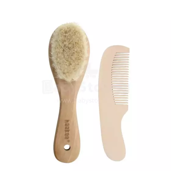 Haakaa Wool Baby Hair Brush Art.SGE012 Mīksta matu suka ar dabīgiem sariem,2 gab