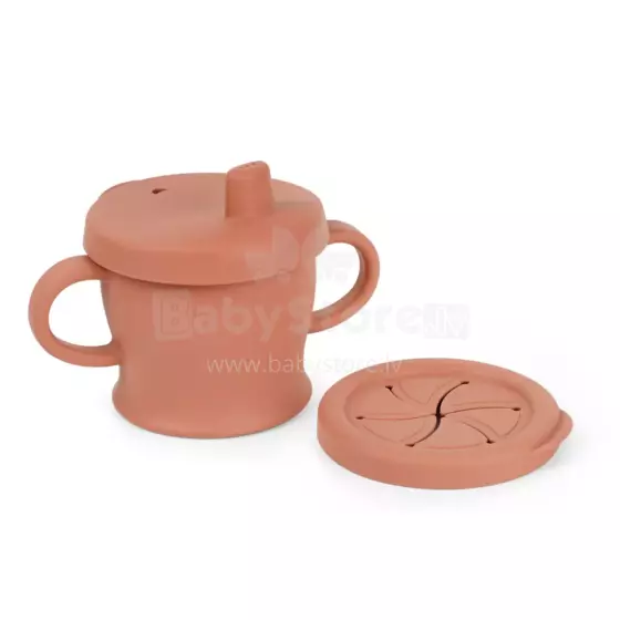 Haakaa Silicone Sip-N-Snack Cup   Art.BHK125-R Rust   Silicone container with Click Lock