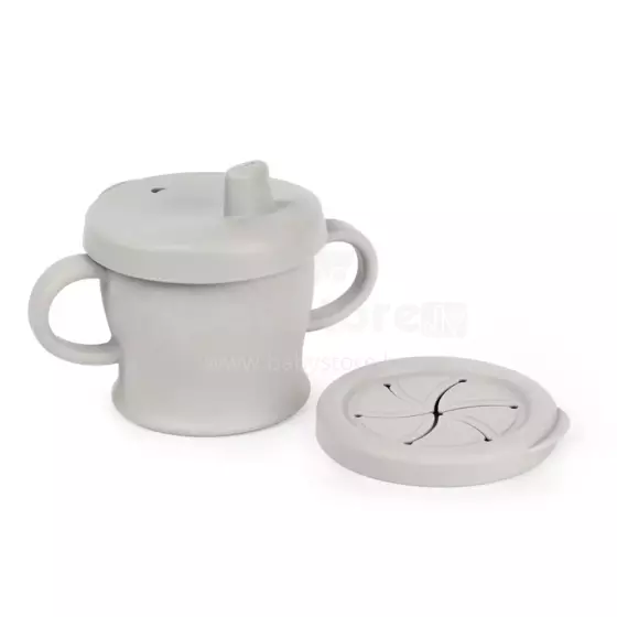 Haakaa Silicone Sip-N-Snack Cup  Art.BHK125-S Suva Grey  Silicone container with Click Lock