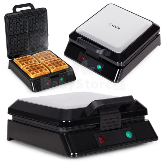 Waffle Maker for 4 Large Waffles Non-Stick Coating 1080–1300W KADEN
