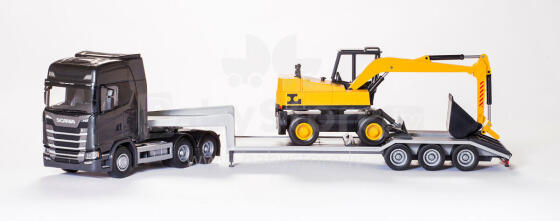 EMEK Scania S Melns iekrāvējs ar ekskavatoru, mērogs 1:25, 98 cm