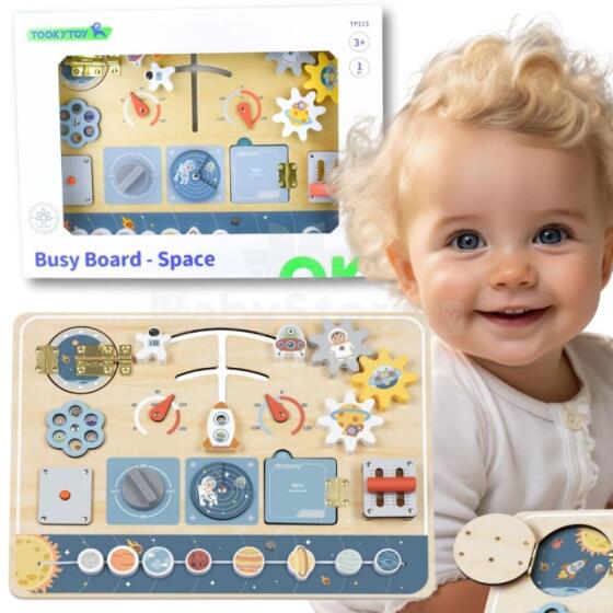 TOOKY TOY Koka Izglītojošā Dēļa Montessori Astronauta Kosmosa Kuģis