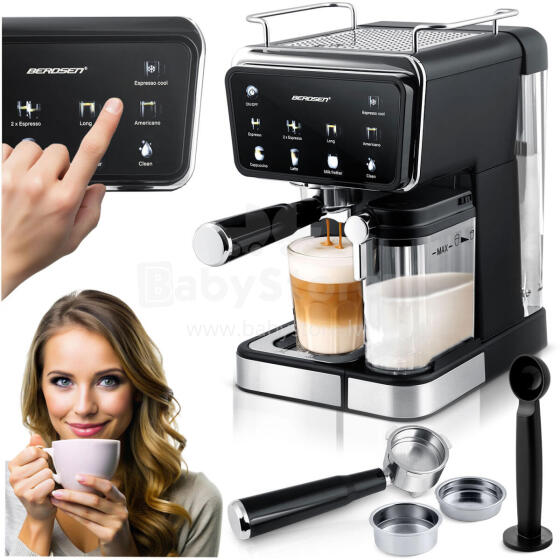 Coffee machine with a portafilter milk frother 20 bar Berdsen BD-773 black