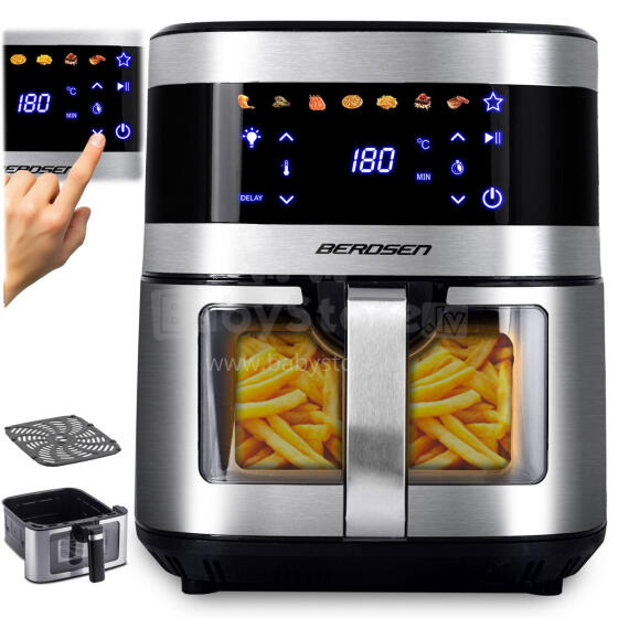 Фритюрница без масла Air fryer большая фритюрница 9.1л Berdsen 1700 Вт BD-656 серебристая