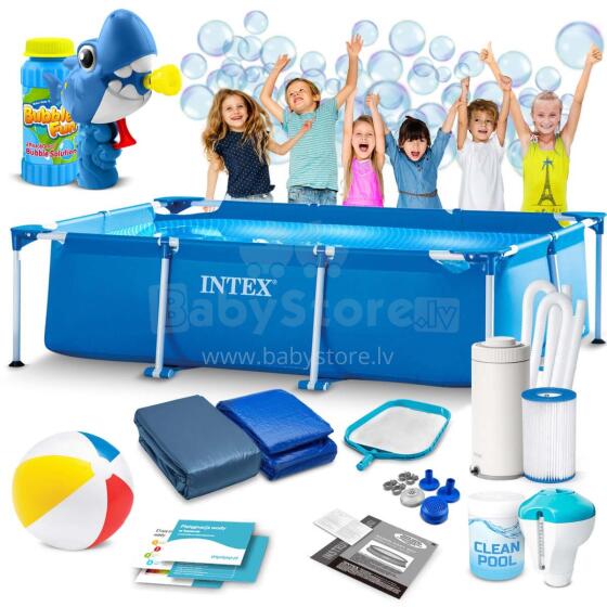 Каркасный бассейн 300 x 200 x 75 см 15в1 INTEX 28272 + Бульбашковая машина БЕСПЛАТНО