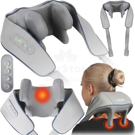 Shiatsu muguras, kakla un plecu masāža ar 3 režīmiem, sildīšanu, bezvadu Neo-Sport NS-505